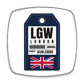 Carte d’embarquement londres - Billet d’aéroport d’Angleterre LGW - Magnet carré - blanc - Devant