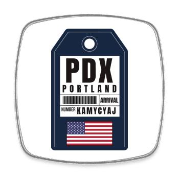 Portland Bordkarte - Oregon Airport Ticket PDX - Viereckiger Kühlschrankmagnet - Weiß - Vorne