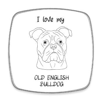 I love my Old English Bulldog - Viereckiger Kühlschrankmagnet - Weiß - Vorne