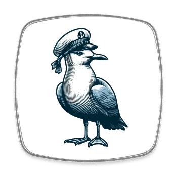 MÖWE KAPITÄN MÜTZE MEER WELLEN MARITIM BLAU ANKER - Viereckiger Kühlschrankmagnet - Weiß - Vorne