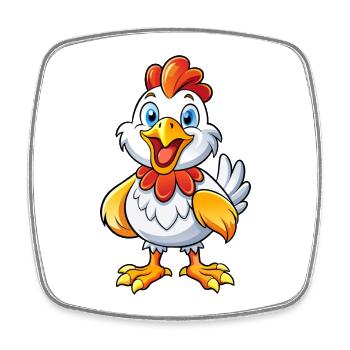 Poulet heureux - Magnet carré - blanc - Devant