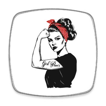 Girl Power Girl Power Grl Pwr Femme Fille Rétro - Magnet carré - blanc - Devant