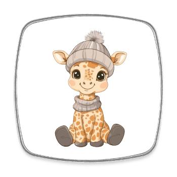 Girafe mignon mignon bébé enfants animal dessin animé - Magnet carré - blanc - Devant