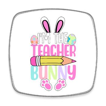 I'm the teacher bunny - Square fridge magnet - white - Front