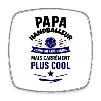 Papa handballeur – Cadeau fête des pères,Handball - Magnet carré - blanc - Devant