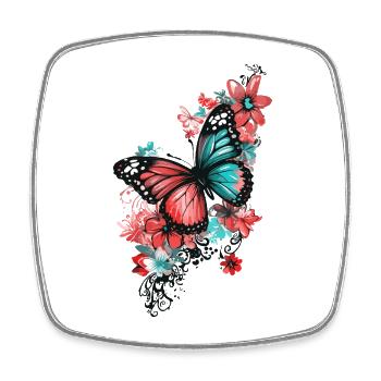 Papillon Fleurs Coloré Coloré Beau Art - Magnet carré - blanc - Devant