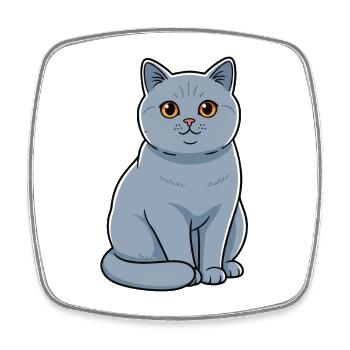 British Shorthair Cat Pet - Square fridge magnet - white - Front