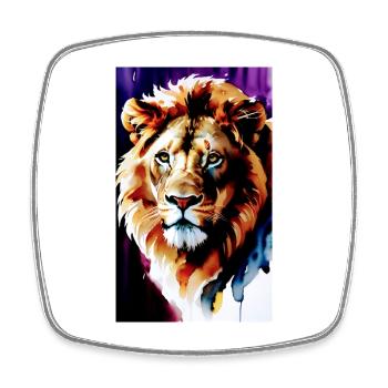 Watercolour Lion's Head - Square fridge magnet - white - Front