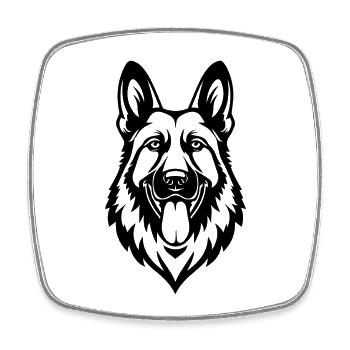 Tête de chien de berger allemand - Magnet carré - blanc - Devant