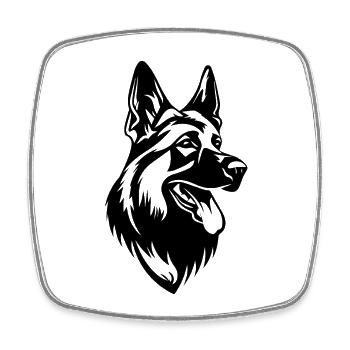Tête de chien de berger allemand - Magnet carré - blanc - Devant