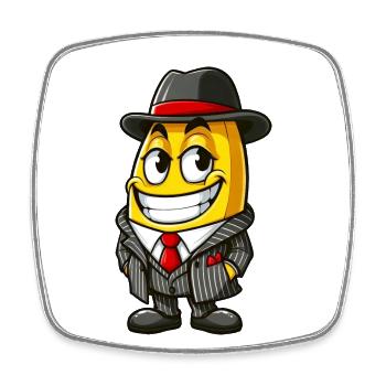 Cool Banane Mafia Gangster Dessin animé Élégant - Magnet carré - blanc - Devant