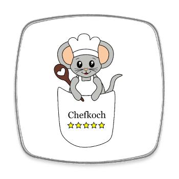 Chef Mouse – Funny Cooking Motif - Square fridge magnet - white - Front