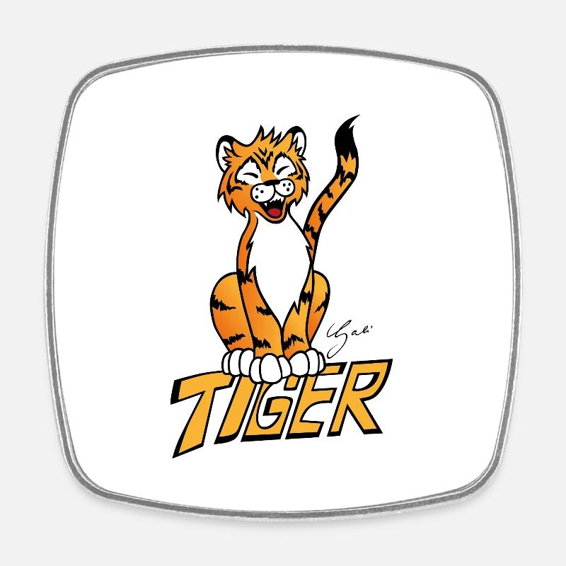 tiger - Square fridge magnet - white