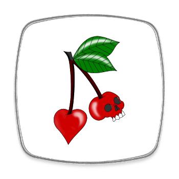 crâne de coeur de cerise - Magnet carré - blanc - Devant