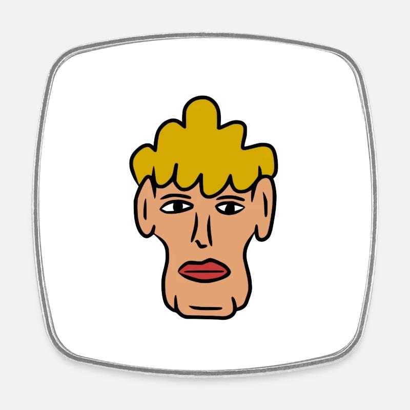 Colorful Comic Face - Square fridge magnet - white
