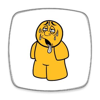 dessin animé dessin animé homme épuisé soleil pluie tr - Magnet carré - blanc - Devant