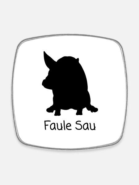 Faule Sau - Viereckiger Kühlschrankmagnet - Weiß