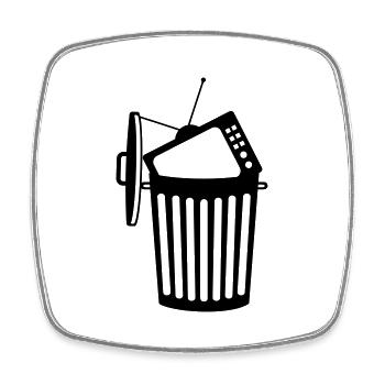 TV trash tv program dumbing down shit sc - Square fridge magnet - white - Front