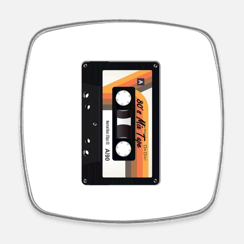 Cassette Retro 80s + 90s - Magnet carré - blanc