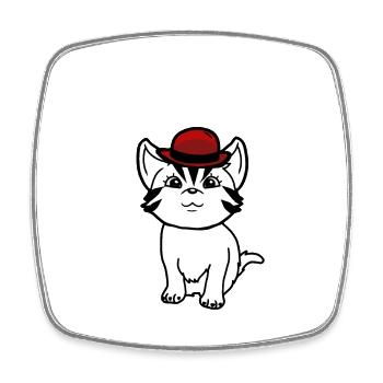 Gentleman Mister Cat Kitten Sir Cat Meow - Square fridge magnet - white - Front