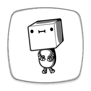Mignon petit robot - Magnet carré - blanc - Devant