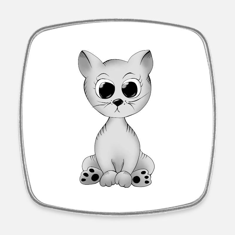 Cat - Square fridge magnet - white