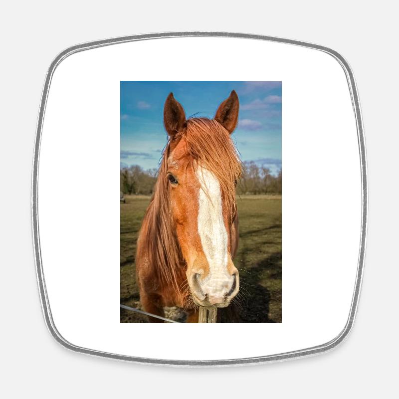 le cheval - Magnet carré - blanc