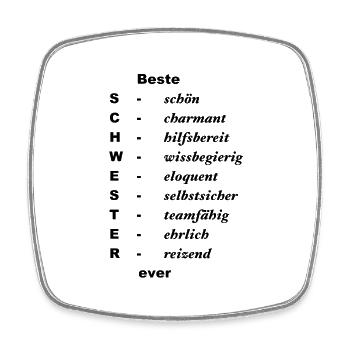 Beste Schwester ever schön, charmant, hilfsbereit - Viereckiger Kühlschrankmagnet - Weiß - Vorne