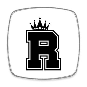 letter R crown - Square fridge magnet - white - Front