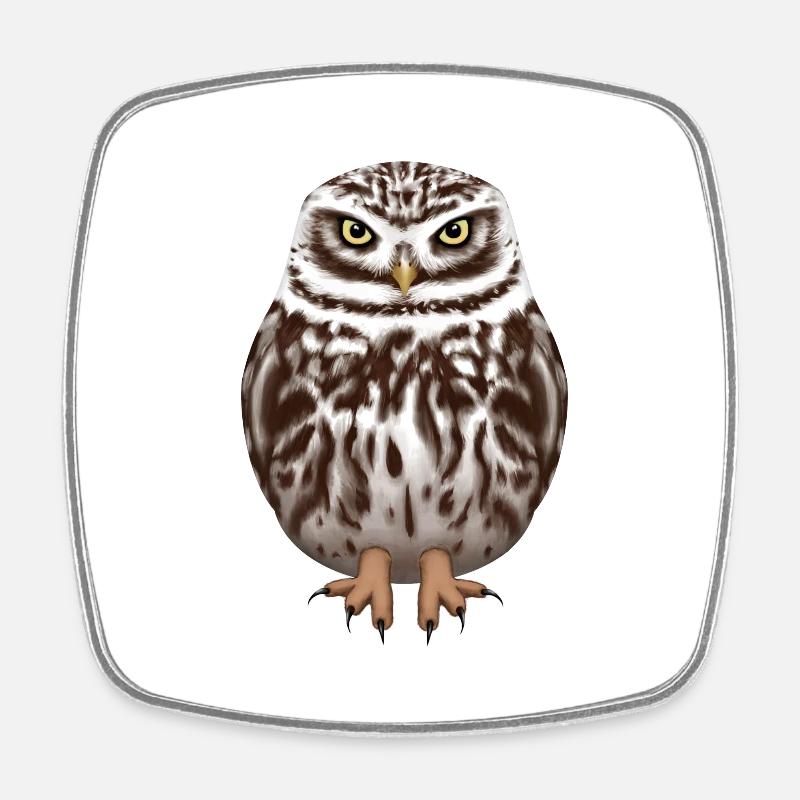 Little owl owl - Square fridge magnet - white