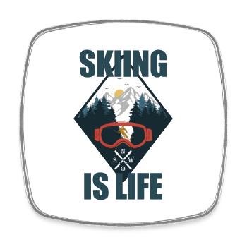Skiing is Life - Skifahren - Viereckiger Kühlschrankmagnet - Weiß - Vorne