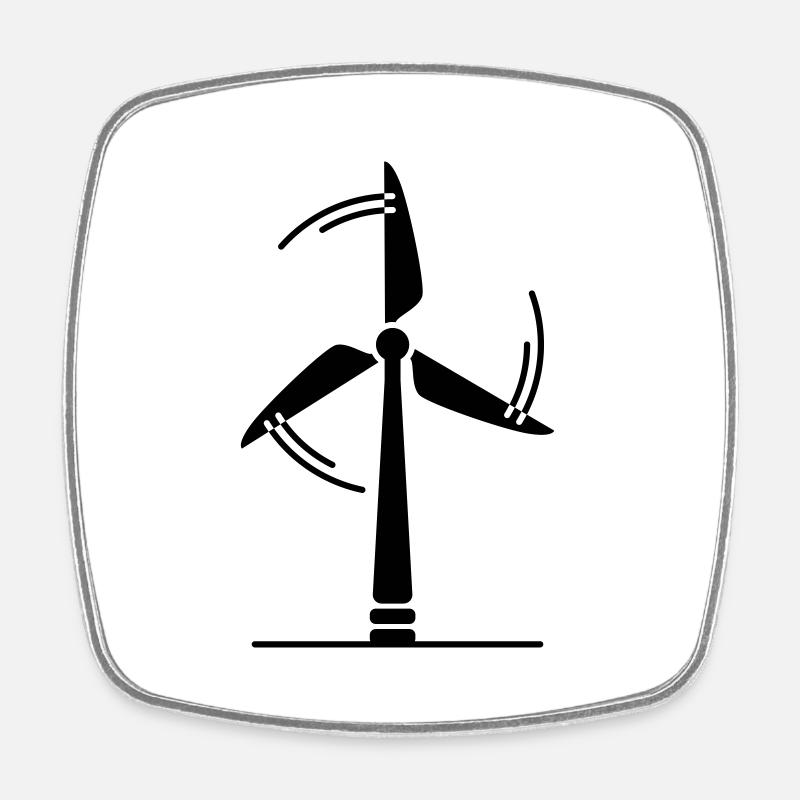 Windrad Silhouette - Viereckiger Kühlschrankmagnet - Weiß