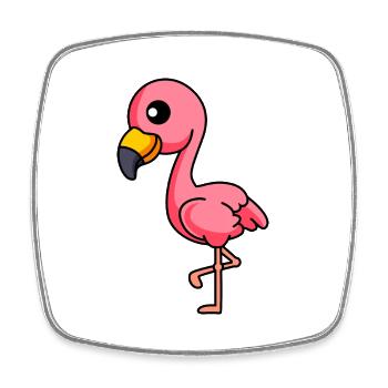 Flamingo Comic Tier - Viereckiger Kühlschrankmagnet - Weiß - Vorne