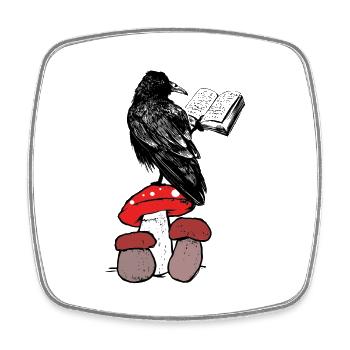 Raven Mushrooms Forest Dwellers Crow Magic Wizard Child - Square fridge magnet - white - Front