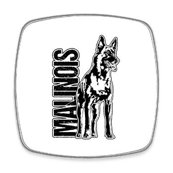 MALINOIS Portrait Hund Hunde Wilsigns - Viereckiger Kühlschrankmagnet - Weiß - Vorne