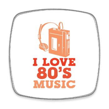 I love 80´s Music - Viereckiger Kühlschrankmagnet - Weiß - Vorne