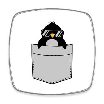Poche de poitrine de chemise pingouine - Magnet carré - blanc - Devant