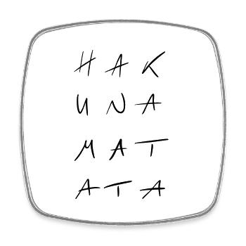 Hakuna - No Worries Line Art - Minimalist - Square fridge magnet - white - Front