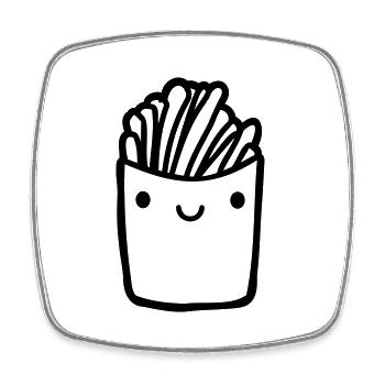 Süßes Gesicht Pommes - Viereckiger Kühlschrankmagnet - Weiß - Vorne
