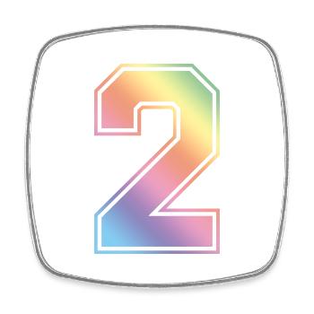 2 Numéro coloré - Magnet carré - blanc - Devant