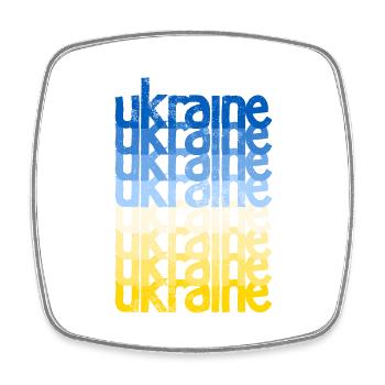 Ukraine Blue Yellow Grunge Style Peace vs. War - Square fridge magnet - white - Front