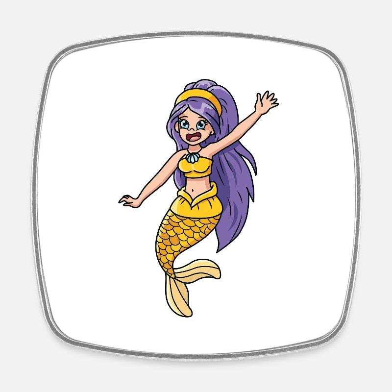 Mermaid - Square fridge magnet - white
