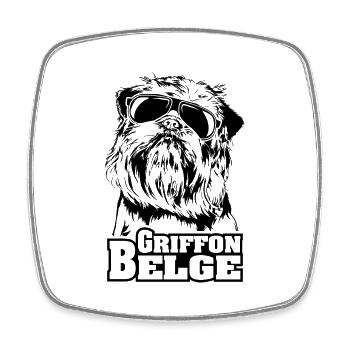 GRIFFON BELGE cool Sonnenbrille Hunde Hund - Viereckiger Kühlschrankmagnet - Weiß - Vorne