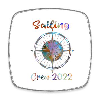 sailing crew 2022, sailing, segeln , kompass,bunt - Viereckiger Kühlschrankmagnet - Weiß - Vorne