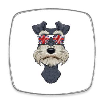 Miniature Schnauzer UK Sunglasses I Deutsch Flag - Square fridge magnet - white - Front