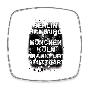 schwarz,deutsche städte,frankfurt,berlin,hamburg - Viereckiger Kühlschrankmagnet - Weiß - Vorne