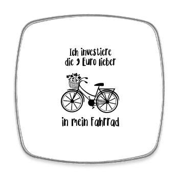 Lustiger Spruch Fahrradfahrer 9 Euro Ticket Bahn - Viereckiger Kühlschrankmagnet - Weiß - Vorne