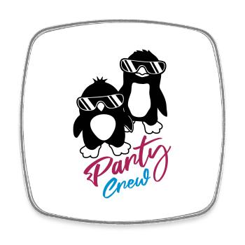 Pinguin Freunde Party Crew - Viereckiger Kühlschrankmagnet - Weiß - Vorne