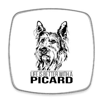 PICARD life is better Hundespruch Hunde Wilsigns - Viereckiger Kühlschrankmagnet - Weiß - Vorne