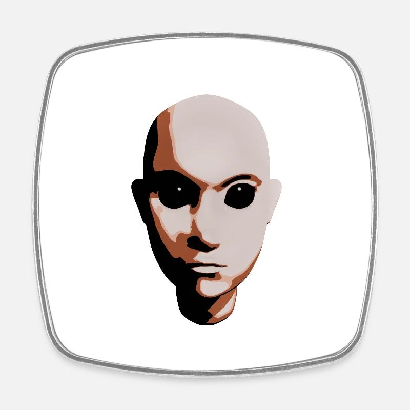 Mystical Creature with Black Eyes - Square fridge magnet - white